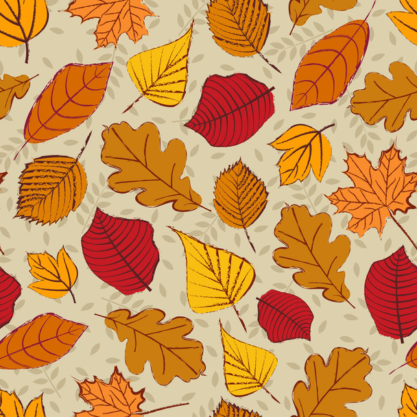 Seamless background with autumn leaves. - Vector, Imagen