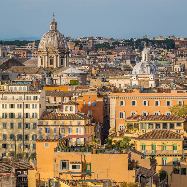 Panorama from the Gianicolo Terrace with the dome of Sant'Andrea della Valle and Santissima Trinit dei Pellegrini church in Rome, Italy. - Photo, Image