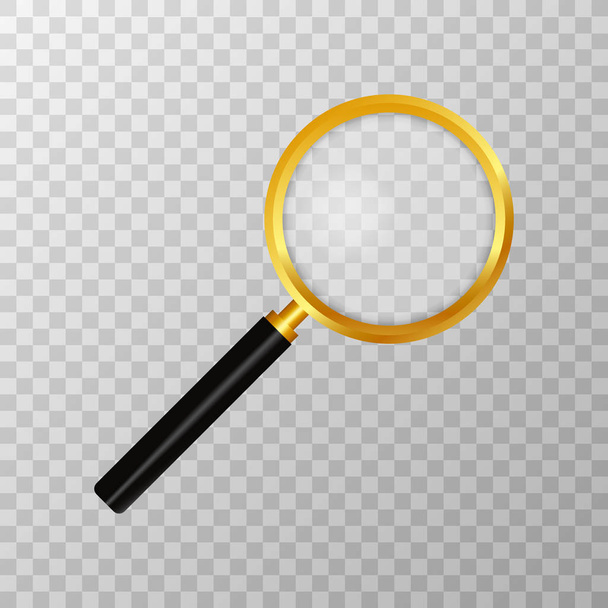 Realistic magnifying glass on transparent background. Search and inspection symbol. Bussiness concept. Sciene or school supplies. Vector illustration - Vector, Image