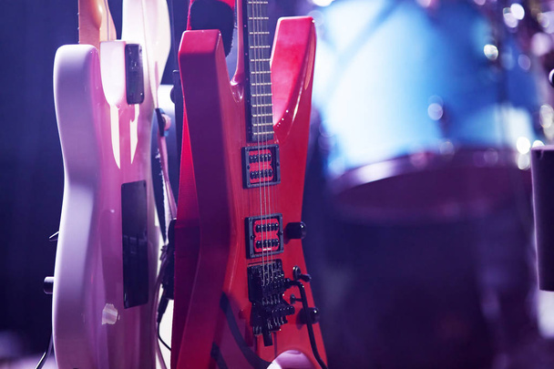 retro guitars in stage lights - Foto, Bild