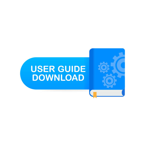 Download book button. Concept User guide book for web page, banner, social media. Vector illustration - Vector, Image