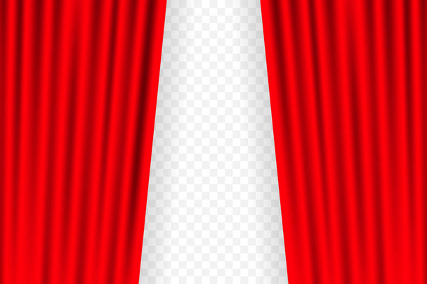 Entertainment curtains background for movies. Beautiful red theatre folded curtain drapes on black stage. Vector illustration. - Vector, Image