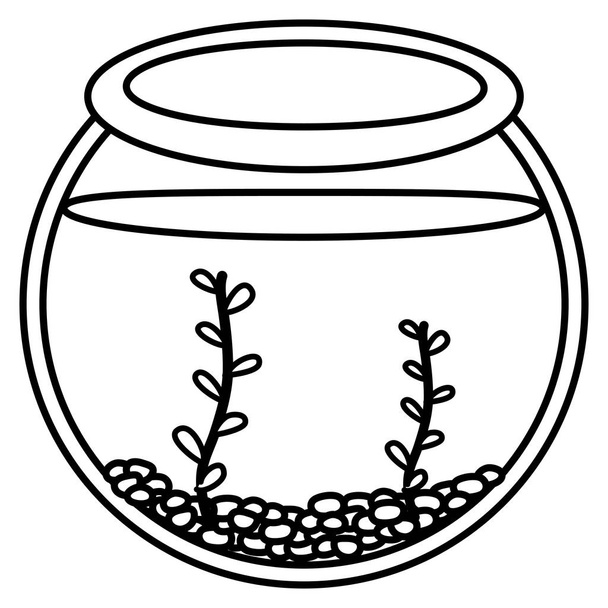 склянка акваріумної миски з водоростями
 - Вектор, зображення