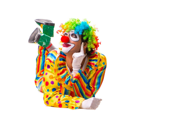 Male clown isolated on white  - Photo, Image
