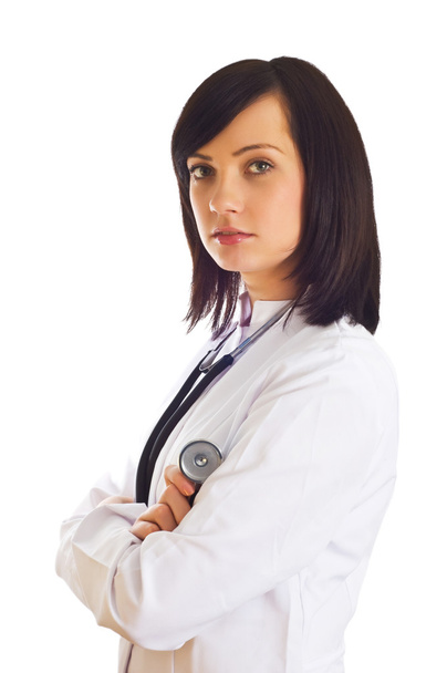 Женщина-врач изолирована на белом
 - Фото, изображение