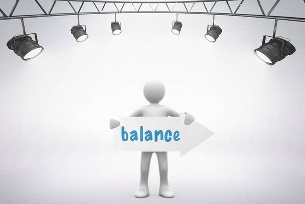 The word balance and spotlights  against grey background - Foto, afbeelding