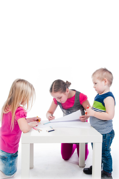 Children drawing with pencils - Foto, imagen