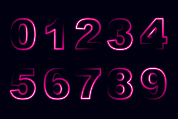 Vector background with neon numbers on black board - Vector, imagen