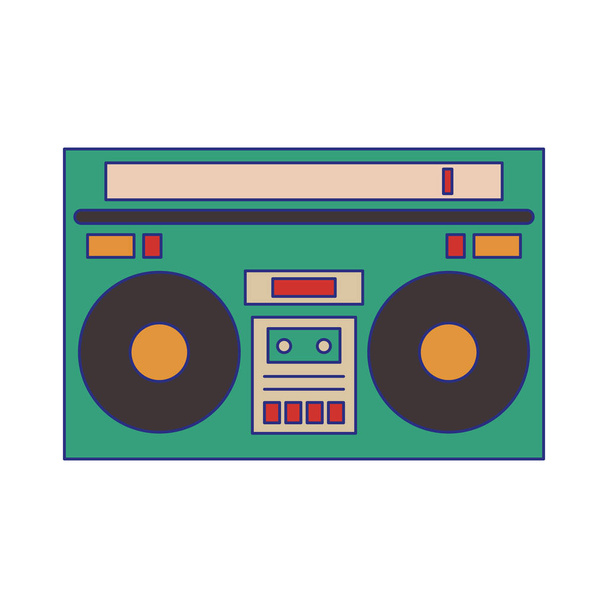 Old radio stereo cartoon blue lines - Διάνυσμα, εικόνα