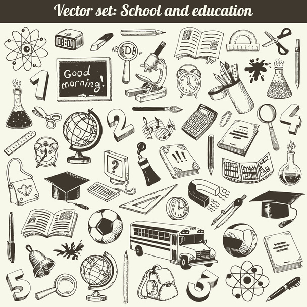 Schule und Bildung Doodles Vektor - Vektor, Bild