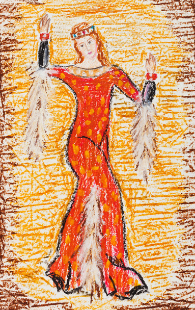 Византийская женщина в красном пальто
 - Фото, изображение