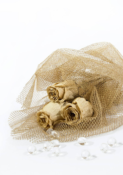 a bouquet of dry colors is in the beautiful wrapping - Foto, afbeelding