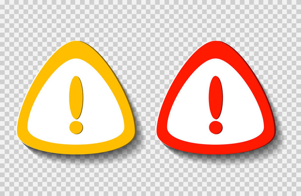 Symbol wykrzyknik, Ostrzeżenie: niebezpieczna ikona na białym przezroczystym. Ilustracja wektorowa   - Wektor, obraz