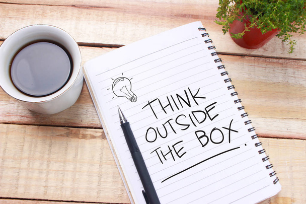 Think Outside The Box, Motivational Words Quotes Concept - Photo, Image