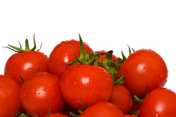 Wet whole tomatos arranged isolated - Photo, Image