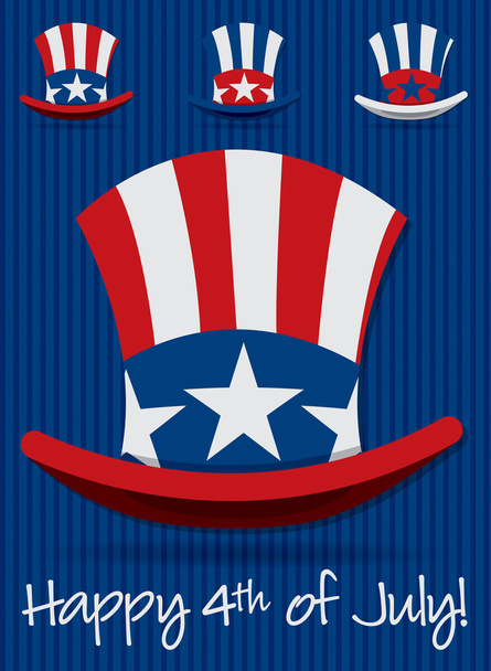 Patriotic Uncle Sam hat 4th of July card in vector format. - Vector, afbeelding