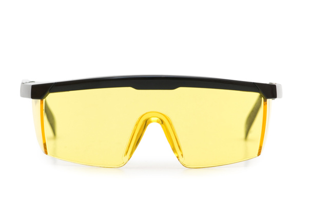 żółte okulary ochronne na białym tle - Zdjęcie, obraz