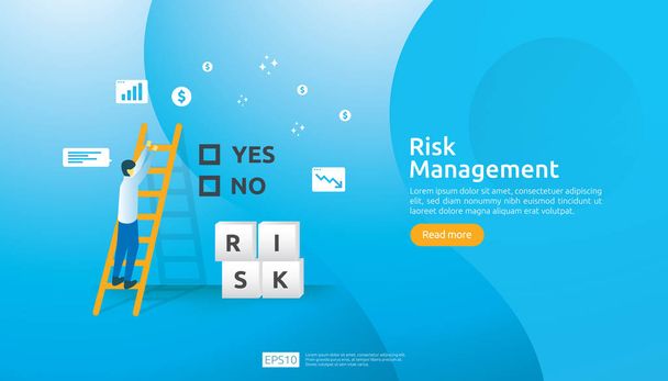 Risk Management and financial identifying. evaluating and challenge in business prevent protect. company performance analysis concept. Idea of business and market for banner or landing page design. - Vector, Image