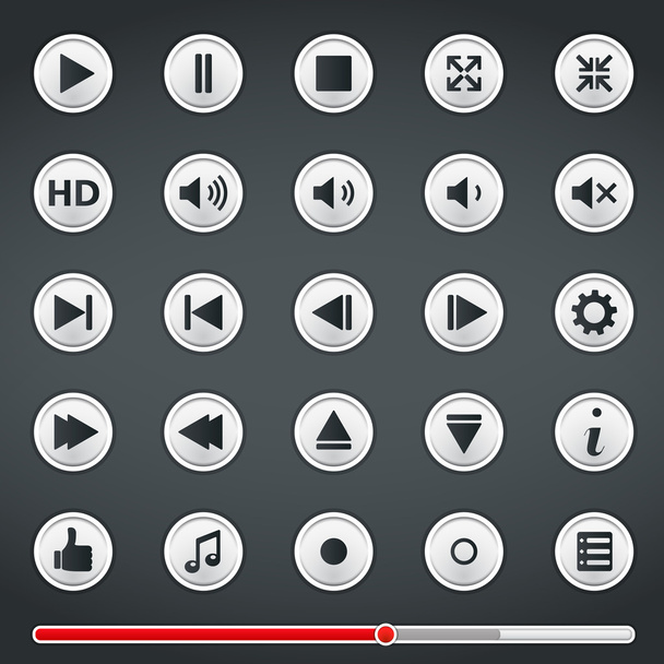 Buttons for Media Player - Vetor, Imagem
