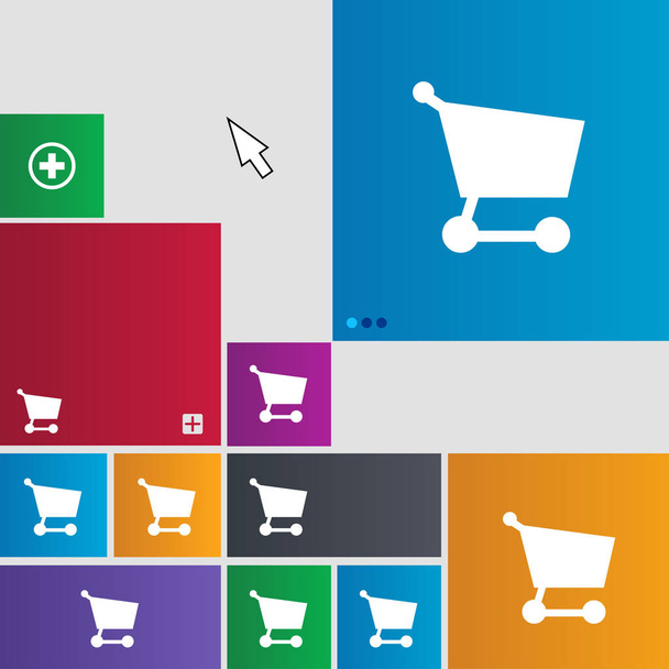 Shopping basket icon sign. Metro style buttons. Modern interface website buttons with cursor pointer. illustration - Photo, image