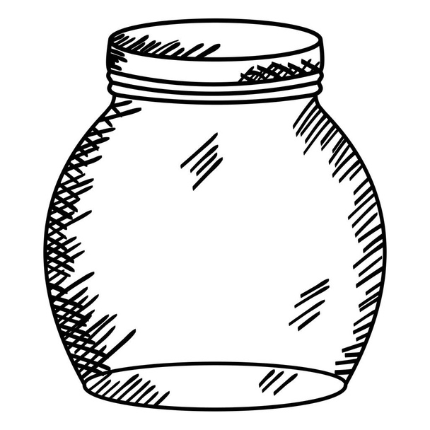 vidrio del frasco de albañil con dibujo de tapa
 - Vector, imagen