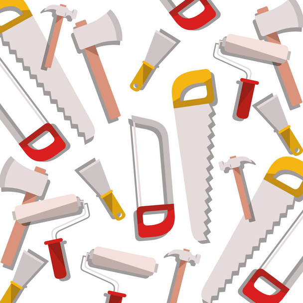 construction tools pattern isolated icon - Vector, Image