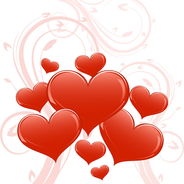 Abstract glossy heart shapes Valentine card. - Wektor, obraz