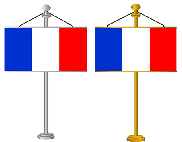 Fransız bayrakları gümüş ve altın bayrak illüstrasyon standları - Fotoğraf, Görsel