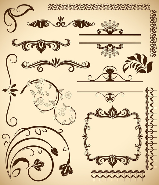 Floral vintage design elements - Vector, imagen