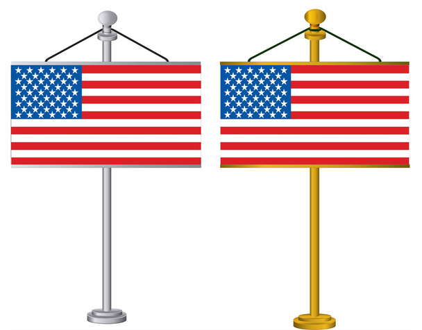 αμερικανικές σημαίες, ασημένια και χρυσά σημαία στέκεται εικονογράφηση - Φωτογραφία, εικόνα