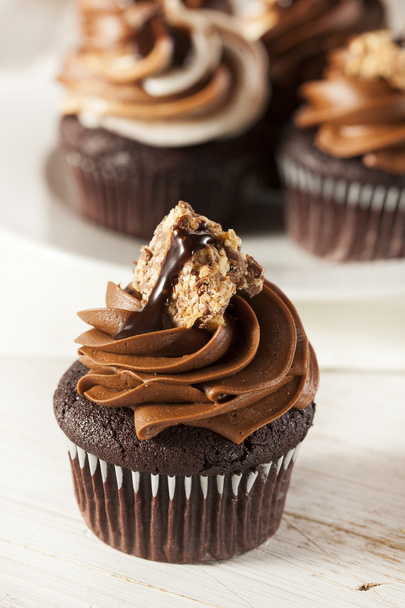 Homemade Chocolate Cupcake with chocolate frosting - 写真・画像