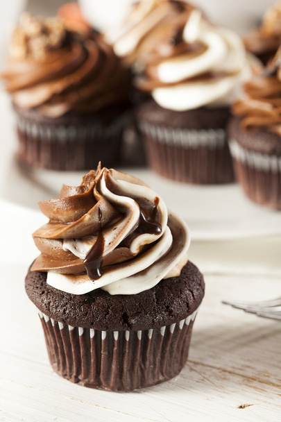 Homemade Chocolate Cupcake with chocolate frosting - Photo, image