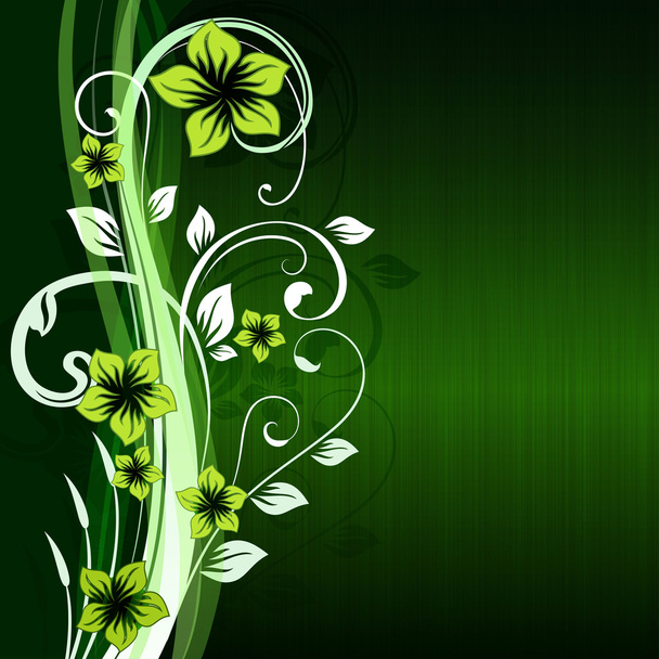 Green floral vector background - Vektori, kuva