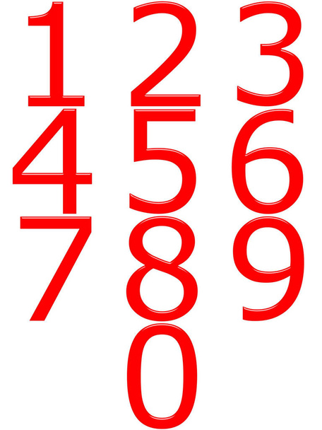 3d red numbers isolated in white - Photo, image