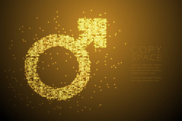 Men sign Particle Shiny Bokeh star pattern, Male gender concept design gold color illustration on brown gradient background with copy space, vector eps 10 - Vector, Image