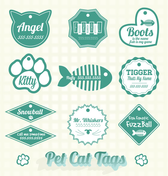 Set de Vectores: Etiqueta de Nombre de Gato de Mascotas Etiquetas e iconos
 - Vector, imagen