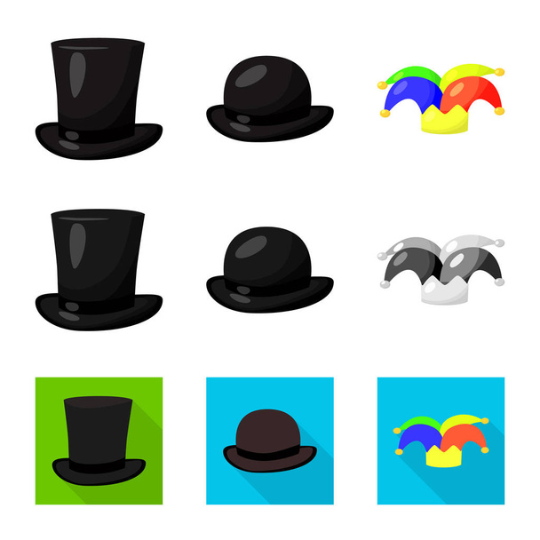 Vector illustration of clothing and cap logo. Set of clothing and beret stock vector illustration. - Διάνυσμα, εικόνα