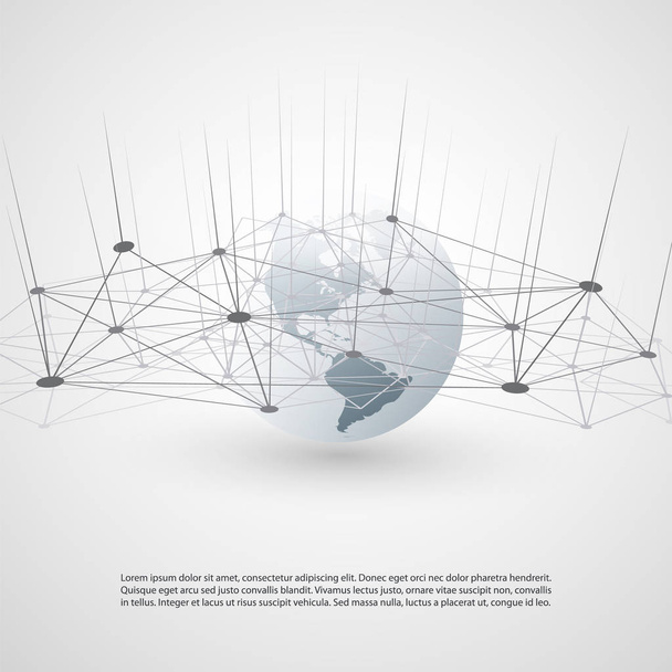 Cloud Computing en netwerken design-wereldwijde digitale verbindingen, Internet concept illustratie  - Vector, afbeelding