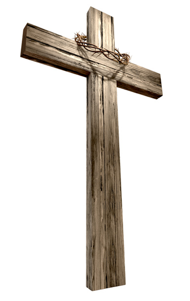 Crucifijo de madera con corona de espinas
 - Foto, Imagen