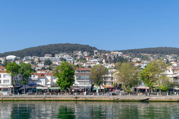 View of Heybeliada island from the sea with summer houses. the island is the second largest one of four islands named Princes Islands in the Sea of Marmara, near Istanbul, Turkey - Photo, Image