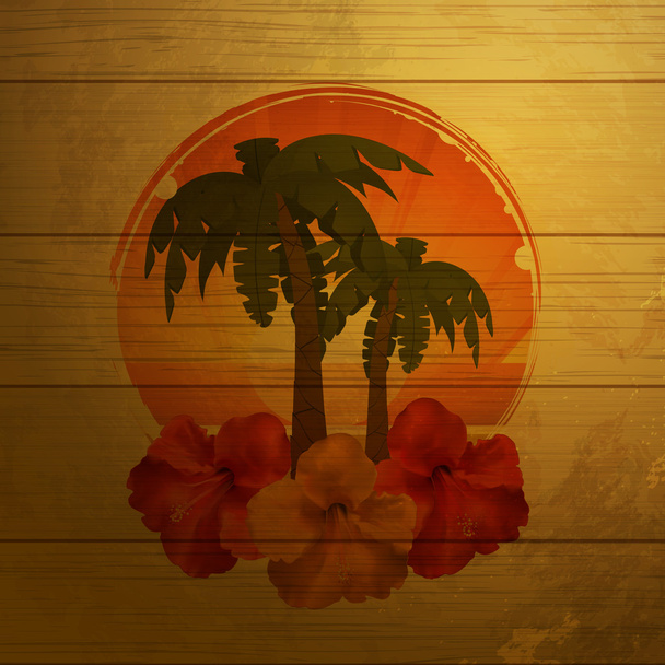 emblema tropical en madera
 - Vector, imagen