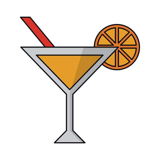 летний коктейль с апельсином и соломенной чашкой
 - Вектор,изображение