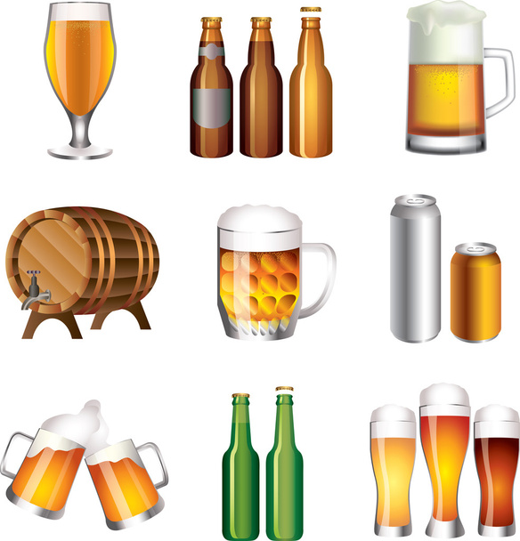 ビールの写実的なセット - ベクター画像
