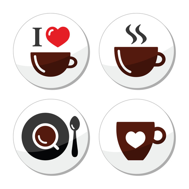 I love coffee labels set - Vector, afbeelding