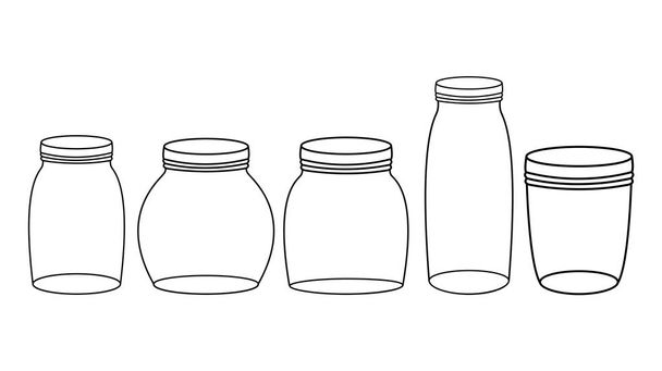 set of mason jars monochrome - Vector, Image