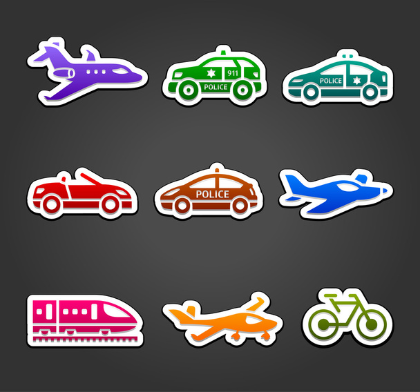 Set of sticky stickers, transport color pictograms - Vector, afbeelding