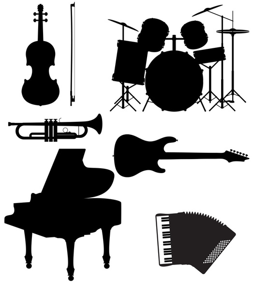 set icons silhouettes of musical instruments vector illustration - Vektori, kuva