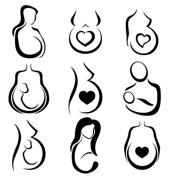 Conjunto de símbolo de mujer embarazada
 - Vector, imagen