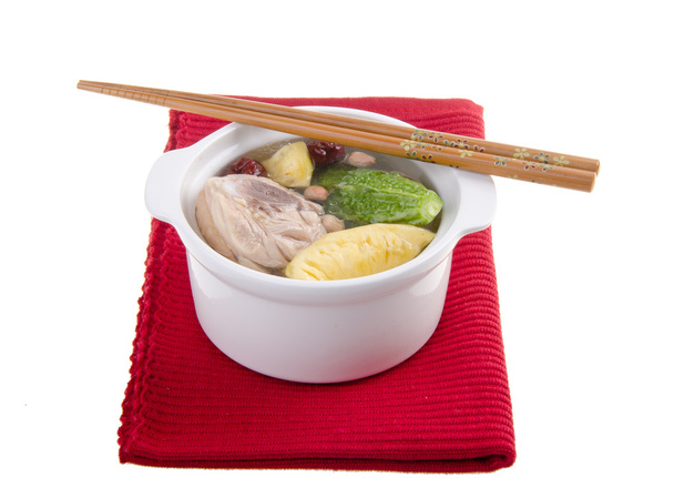 κοτόπουλο με χορταρικά και σούπα, κινέζικο φαγητό στυλ. - Φωτογραφία, εικόνα