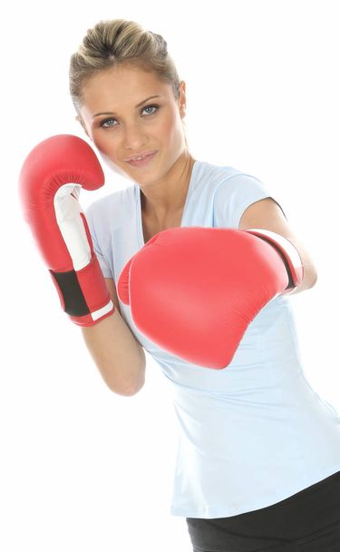 Woman Wearing Boxing Gloves - Foto, Imagen
